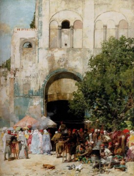  Constant Lienzo - Día de mercado Constantinopla árabe Alberto Pasini